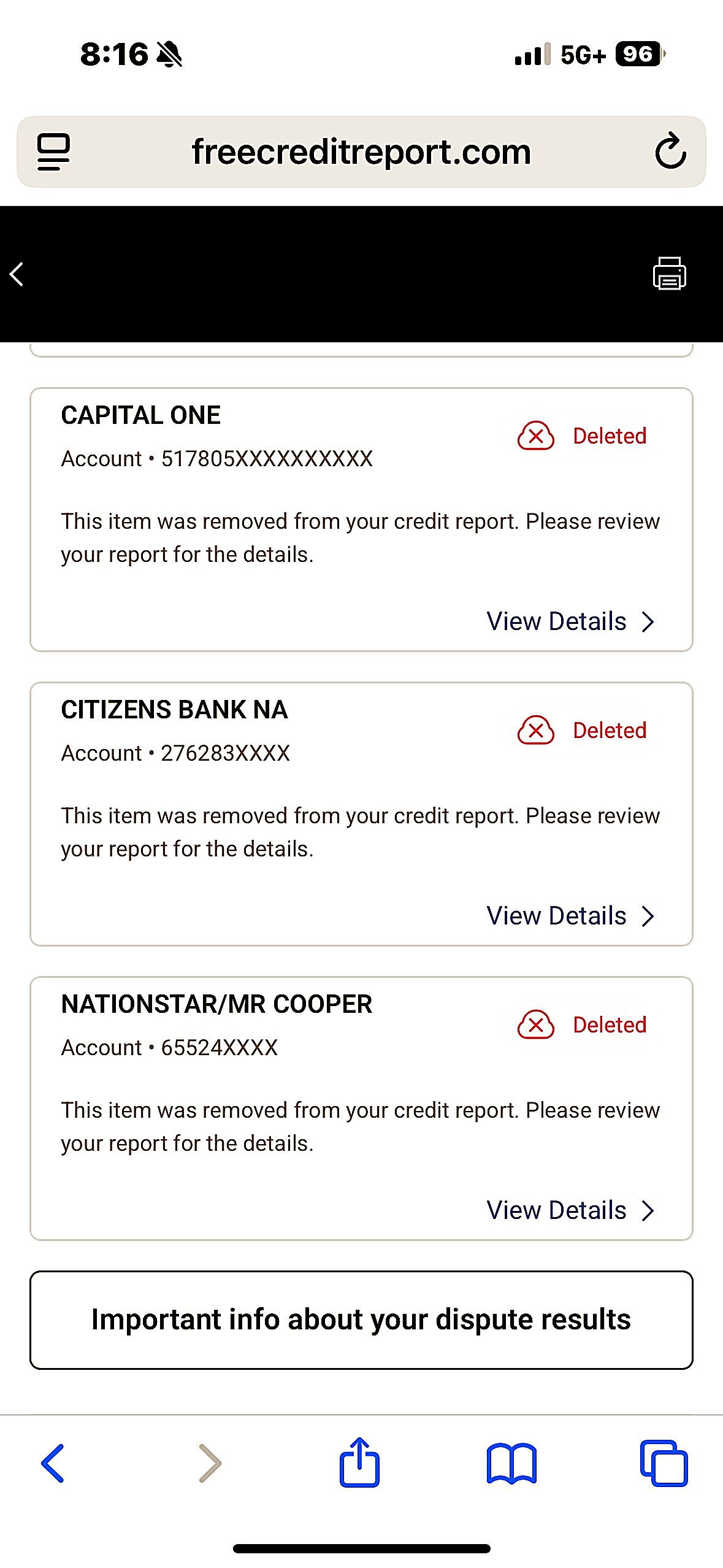Multiple accounts deleted from credit report